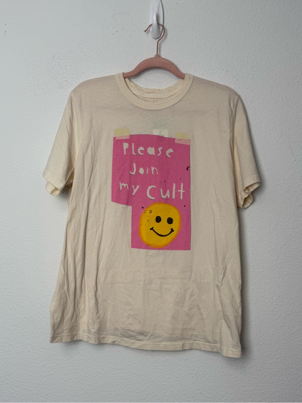 Imogene + Willie The Cult Tee Large Cream Graphic T Shirt NWT $68